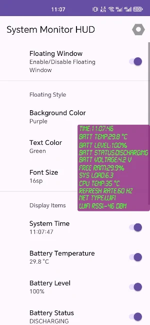 System Monitor HUD Screenshot 0