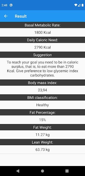 Basal Metabolic Rate Screenshot 2