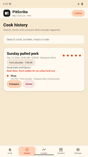 PitScribe: BBQ Cook Log Screenshot 2