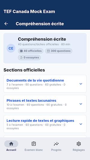 TEF Canada 2026 Mock Exam Screenshot 2