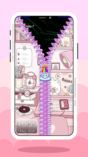 Kawaii Zipper Lock Screen Screenshot 1