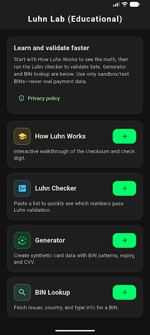 Luhn Lab Screenshot 0