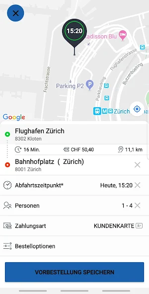 Airport Taxi Zürich Screenshot 2