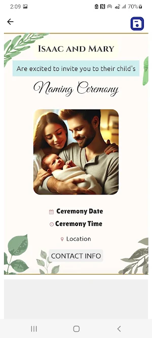 Naming Ceremony Invitation Screenshot 1