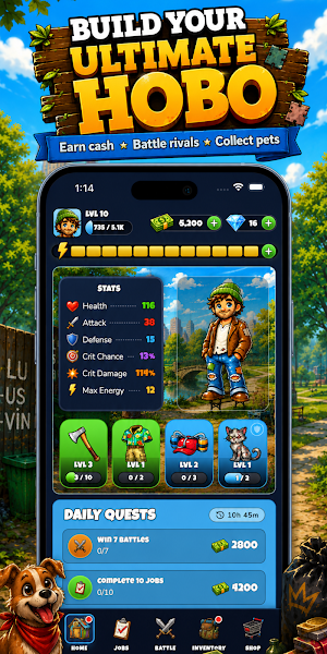 Idle Hobo - Loot Tycoon RPG Screenshot 1