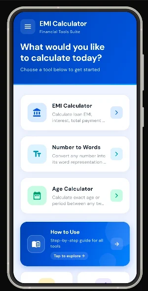 EMI Calculator & Loan Tools Screenshot 1