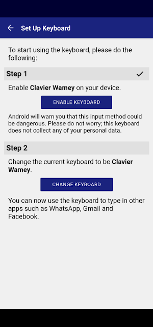 Keyboard for writing in Wamey Screenshot 1