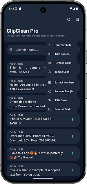 ClipClean Pro: Text Cleaner Screenshot 1