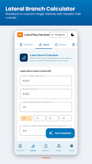 Lateral Pipe Calculator Screenshot 2