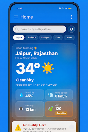 Rajasthan Weather Update App Screenshot 0