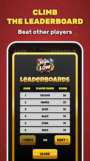 Card Rush: High or Low Screenshot 3
