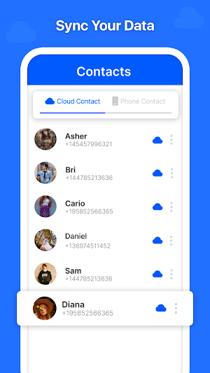Contacts Backup Cloud Transfer Screenshot 2