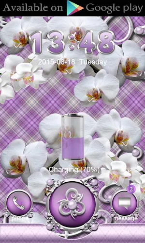 White Orchids Clock Widget Screenshot 3
