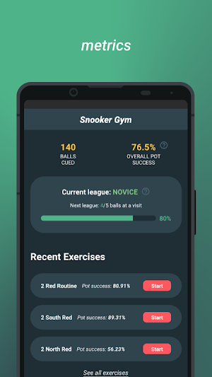Snooker Gym - track and analyze routine exercises Screenshot 1