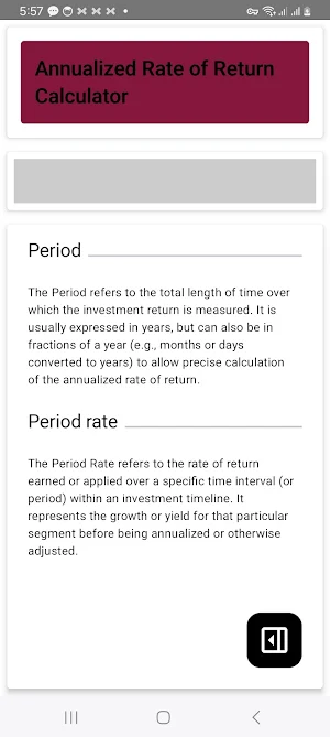 Annualized RoR Calculator Screenshot 2