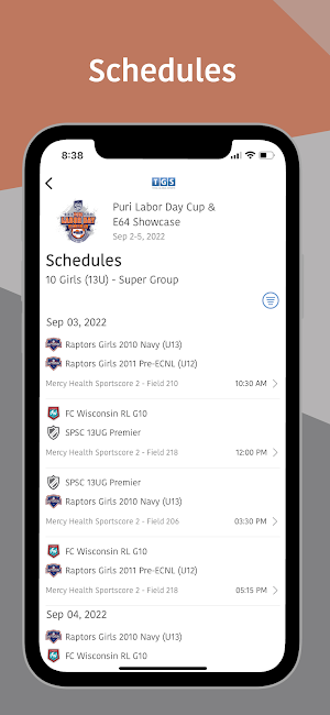 Rockford Raptors Tournaments Screenshot 2
