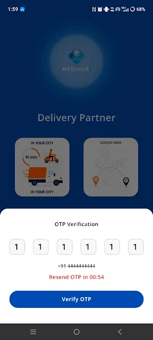 MediHub1 Delivery Partner Screenshot 1