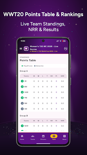 Women's T20 WC 2026 - Live Screenshot 3