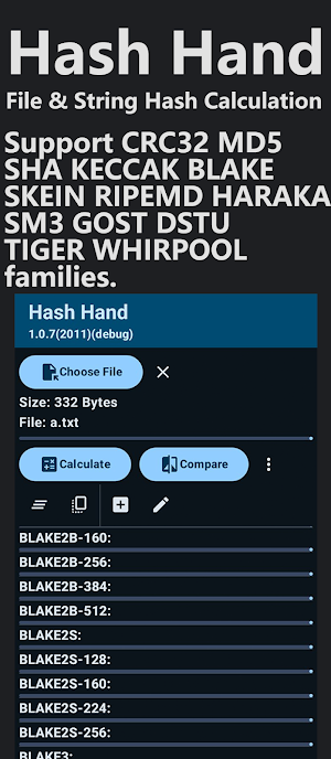 Hash Hand - MD5 SHA BLAKE&more Screenshot 0