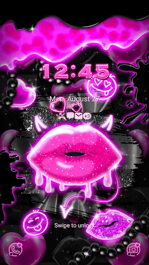 Black Pink Devil Lip-Wallpaper Screenshot 1