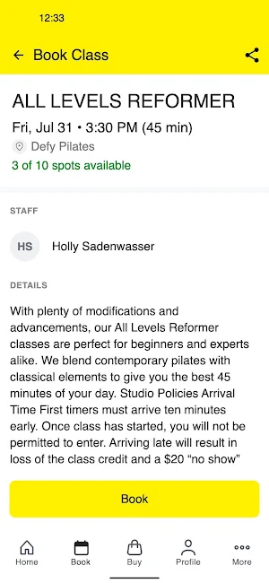 Defy Pilates Screenshot 2