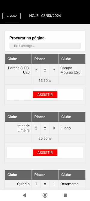 Futebol ao vivo Screenshot 0