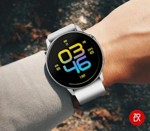 Stylish Yellow Blue Watch Face Screenshot 2