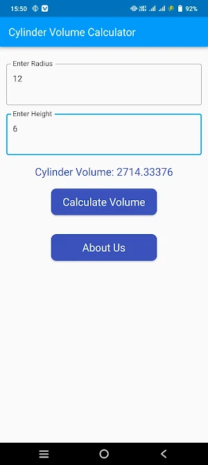 Cylinder Volume Calculator Screenshot 1