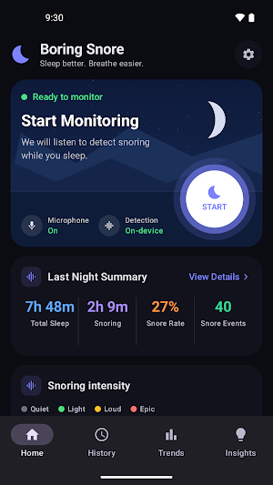 Boring Snore Sleep Tracker Screenshot 0