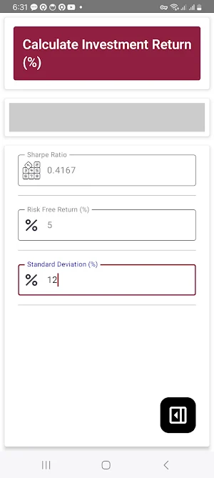 Sharpe Calculator Screenshot 2