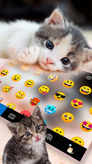 Cute Kitty 2 Keyboard Background Screenshot 2
