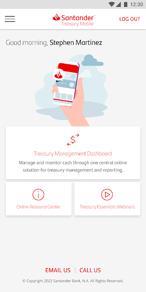 Santander Treasury Mobile Screenshot 1