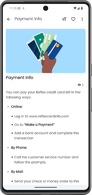 Reflex Credit Card Info Screenshot 3