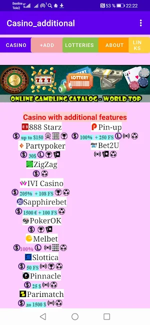 Online gambling catalog Screenshot 1
