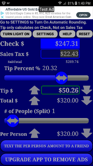 Restaurant Tip & Split Calculator Free Screenshot 2