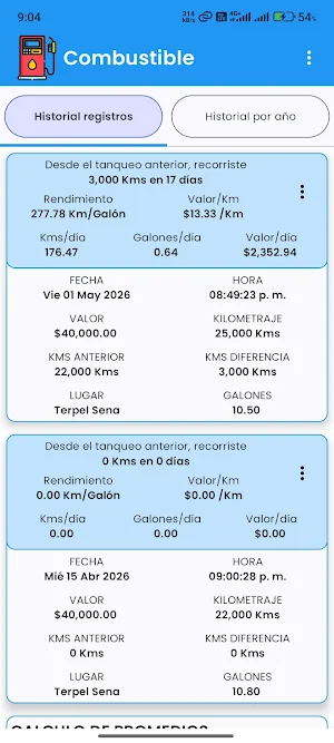Historial Carro Mantenimientos Screenshot 2