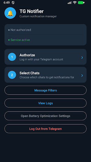 Telegram Notifier Screenshot 0