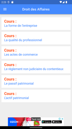 Cours de Droit des Affaires Screenshot 0