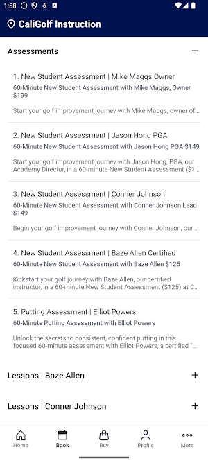 CaliGolf Instruction App Screenshot 2
