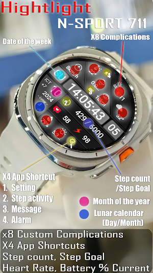 N-SPORT711 MultiNews WatchFace Screenshot 2