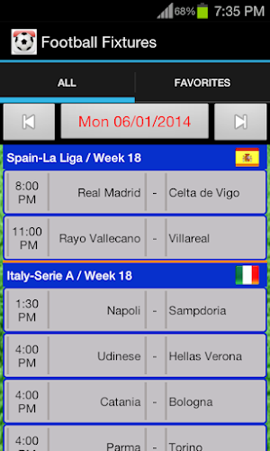 Football Fixtures Screenshot 0