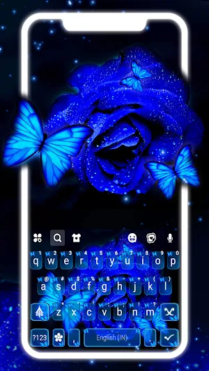 Rose Blue Butterfly Keyboard Background Screenshot 0