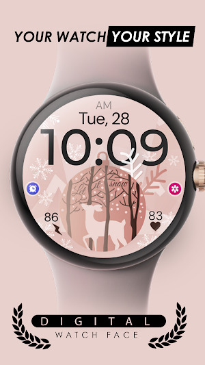 Xmas Reindeer pink watch face Screenshot 0