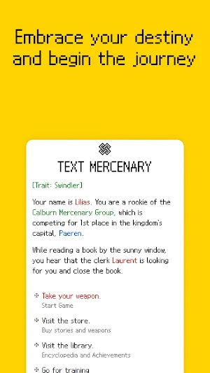 Text Mercenary - Text RPG Screenshot 0