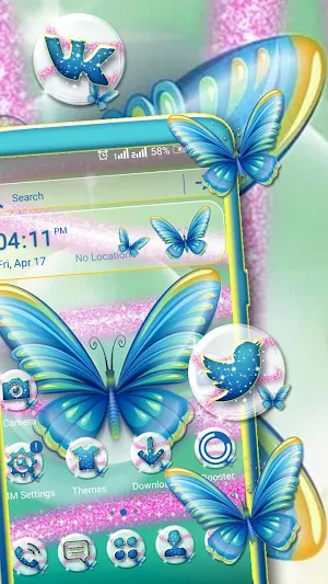 Butterfly Glitter Launcher Theme Screenshot 0