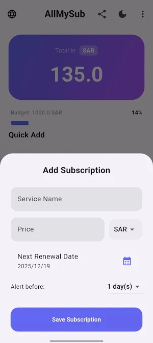 Subscription Tracker & Bills Screenshot 2