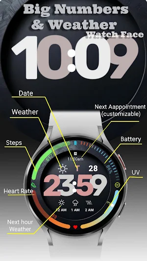 Big No., Weather - Watch Face Screenshot 1