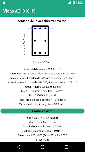 Diseño de vigas ACI 318 - 19 Screenshot 3