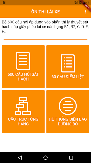 Bộ 600 câu hỏi sát hạch lái xe Screenshot 1