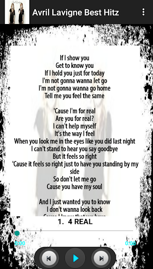 Avril Lavigne songs Lyric Screenshot 2